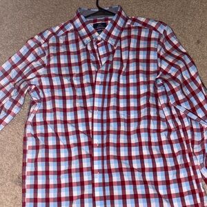 George Red and Blue Plaid Button-Down Shirt